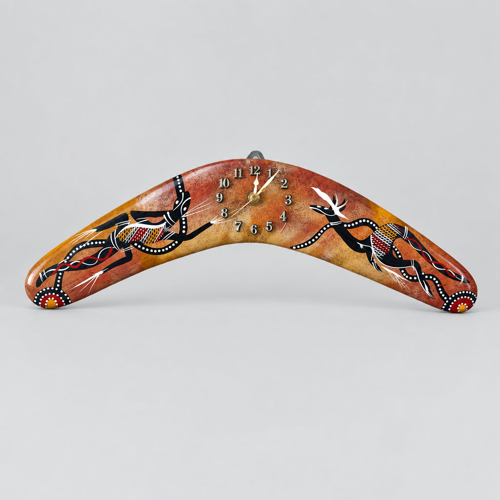 Hand painted Boomerang Clock by Leonie Roser