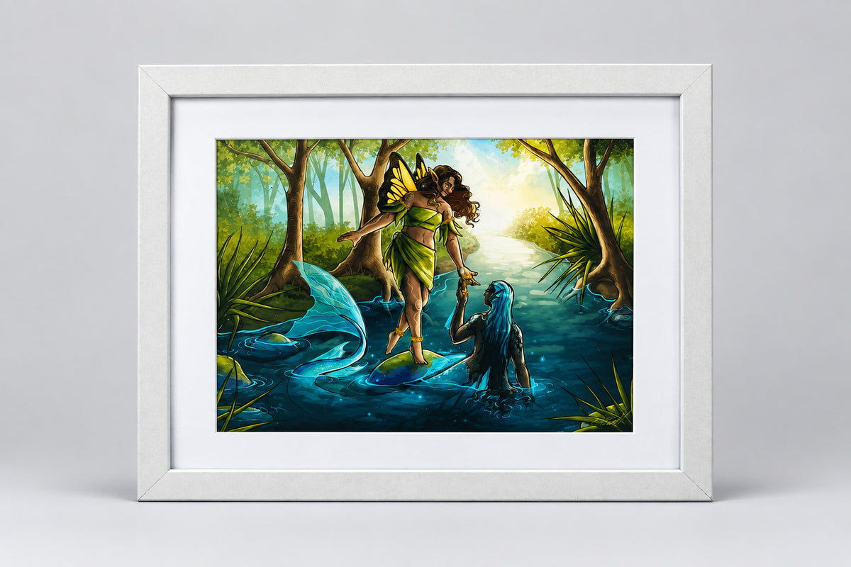 Framed digital artwork by Isabella Eurell "Helping Hand"