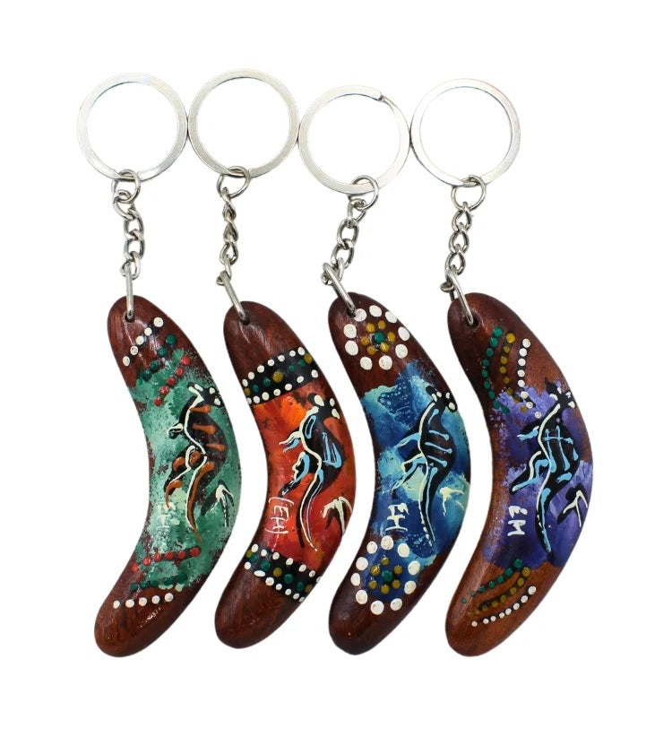 Mini hand painted boomerang keyrings