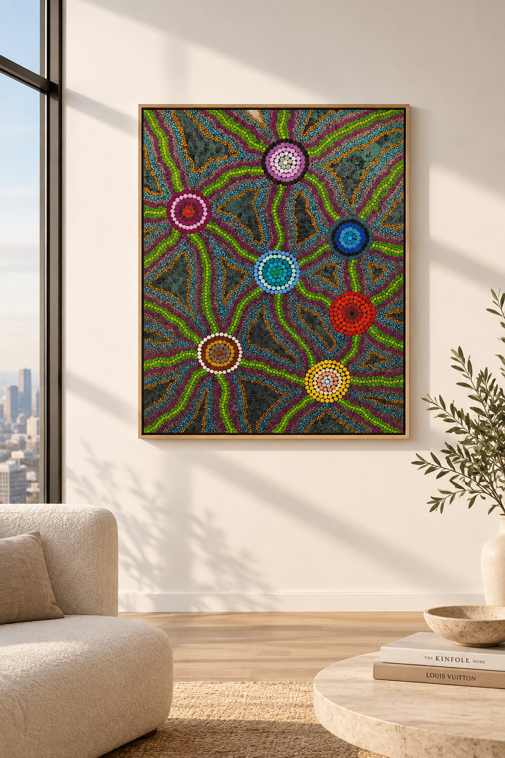 Hand painted stretched canvas by Nathan Falk We are All Connected