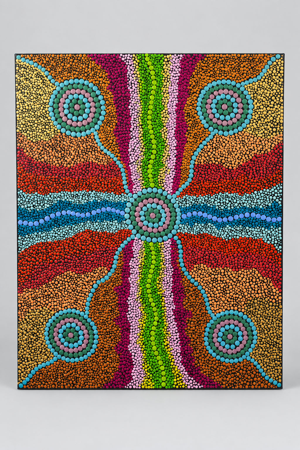 Hand painted stretched canvas by Nathan Falk Songlines