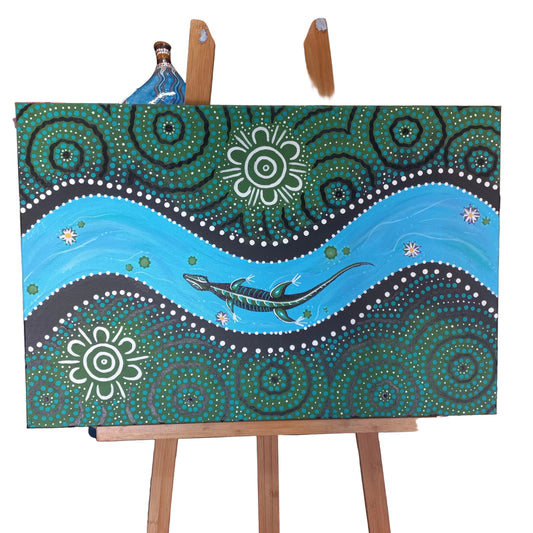 stretched canvas art "Bunyip Dreamimg" by Isabella Eurell