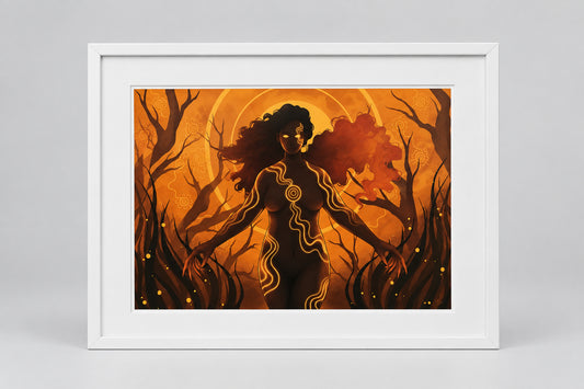 Framed digital artwork by Isabella Eurell "burnt Woman"