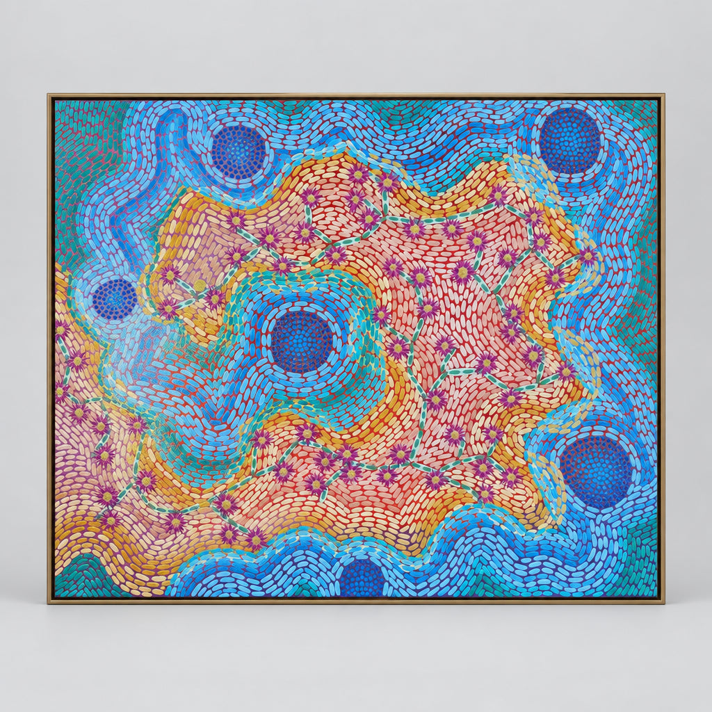 stretched canvas art "Pigfacein the sand dunes" by Camille Noter