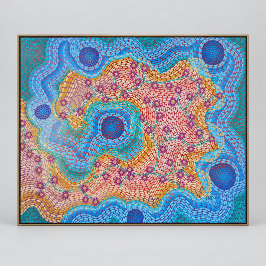 stretched canvas art "Pigfacein the sand dunes" by Camille Noter