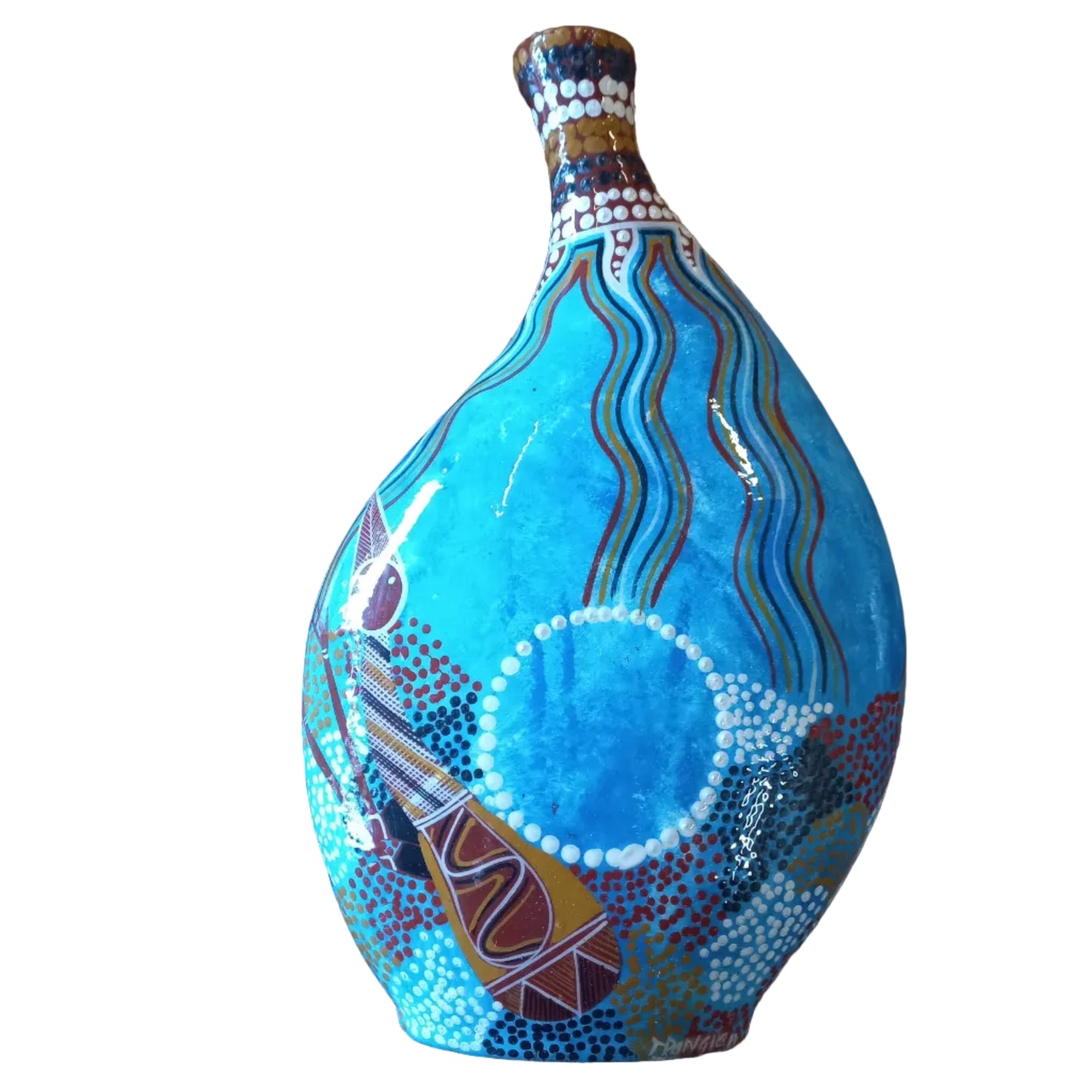 large yappar indigenous painted vase by Lionel Philips and box