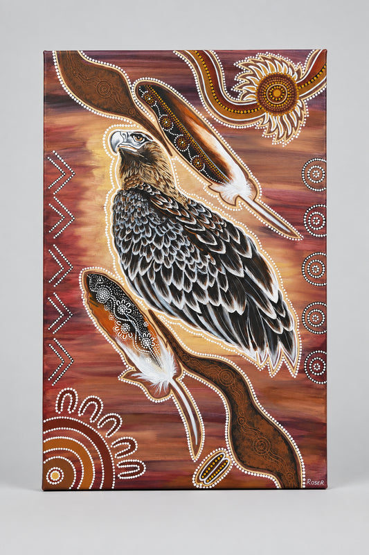 Framed stretch hand painted canvas by Leonie Roser