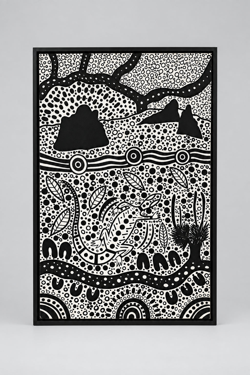 Hand painted stretched canvas by Nathan Falk Connection To Country one of two set