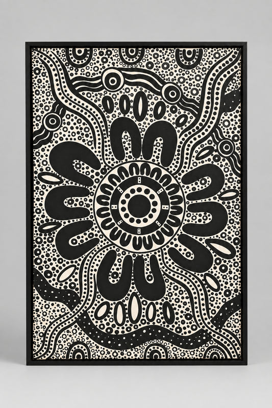 Hand painted stretched canvas by Nathan Falk Connection To Country two of two  set