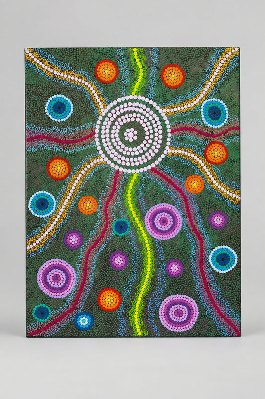 Hand painted stretched canvas by Nathan Falk Full Moon Healing